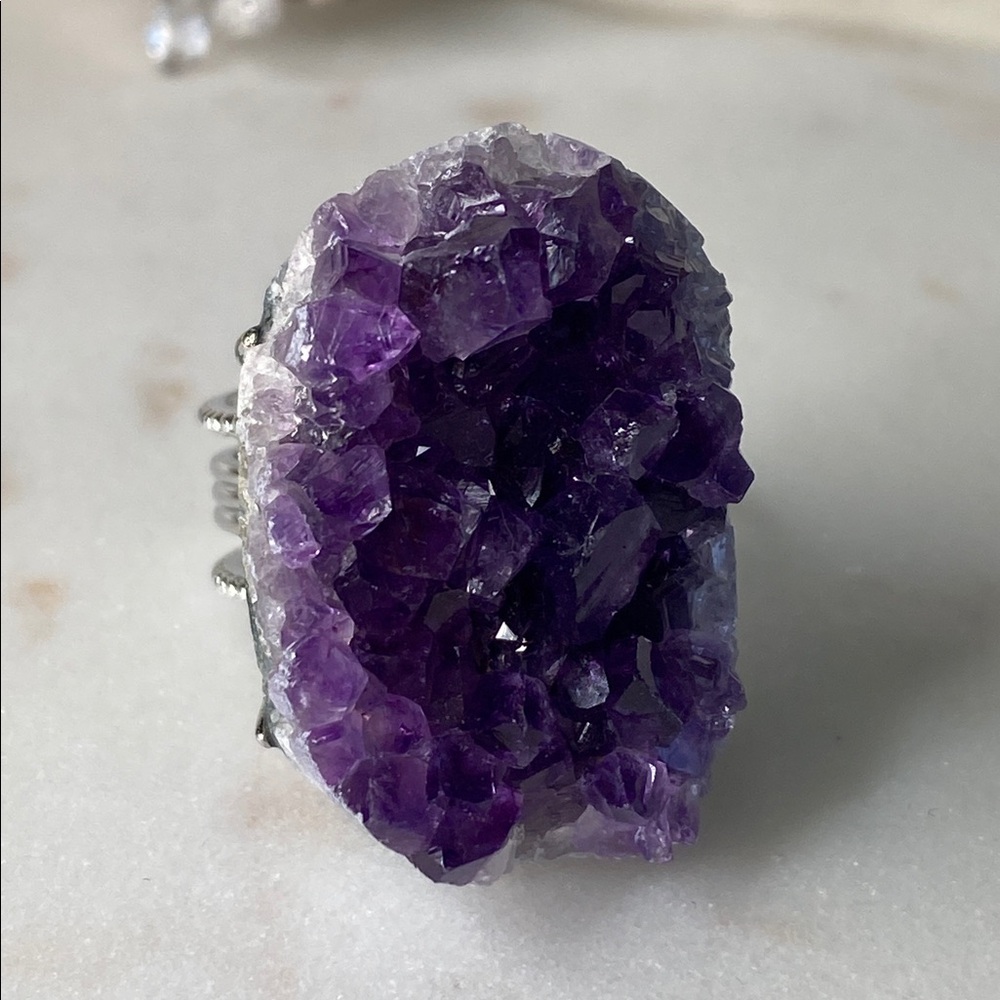 Purple Amethyst Geode Statement Ring - image 1